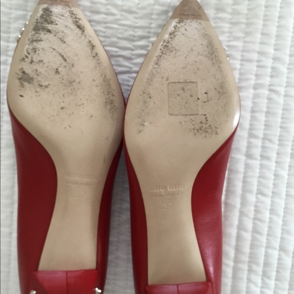 Miu miu kitten heel dark red with silver accents - Picture 3 of 4